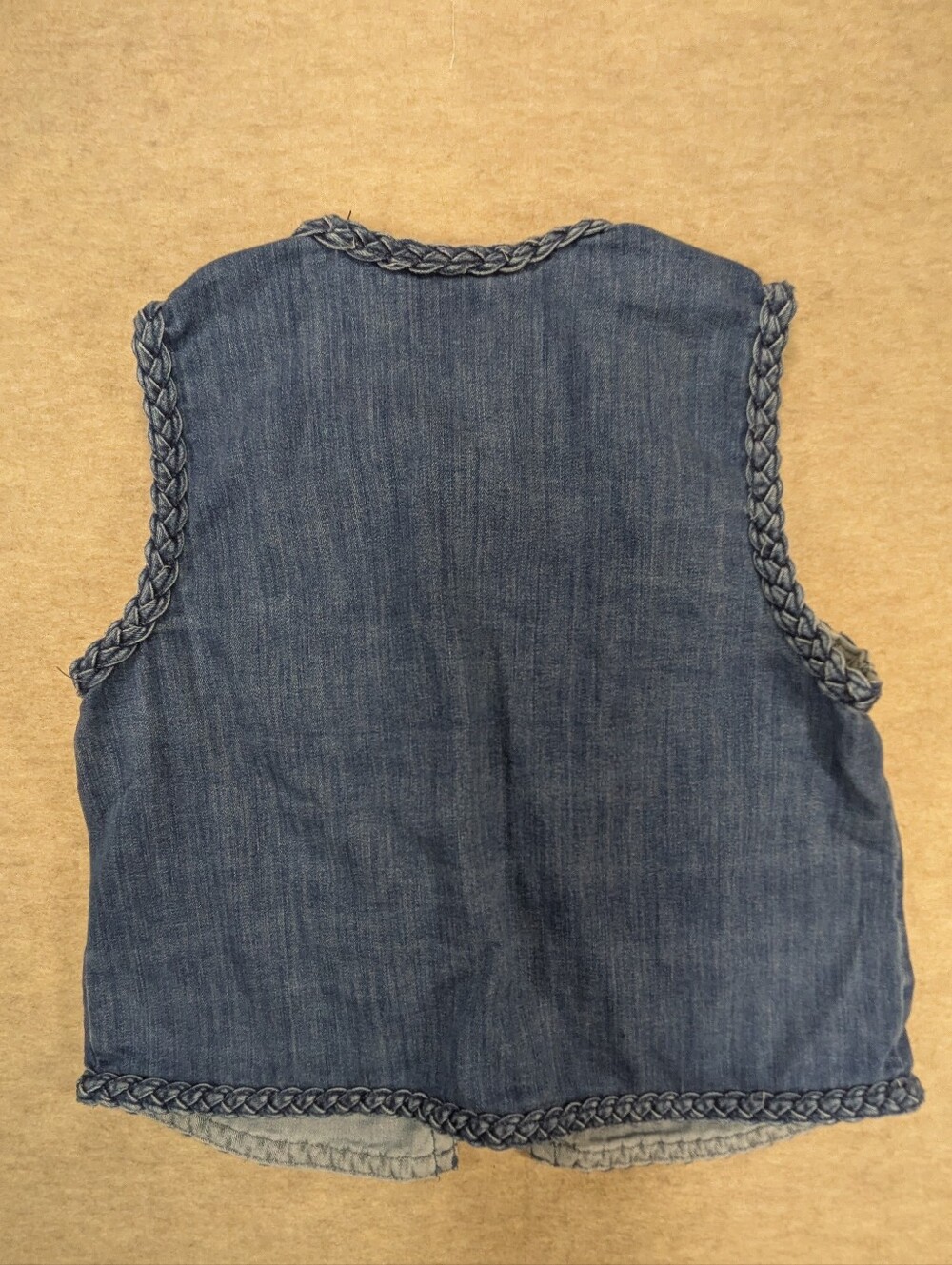 NWT* Braided Denim Vest in Medium Blue Pockets Country Coastal Girly Size Large - Picture 6 of 7